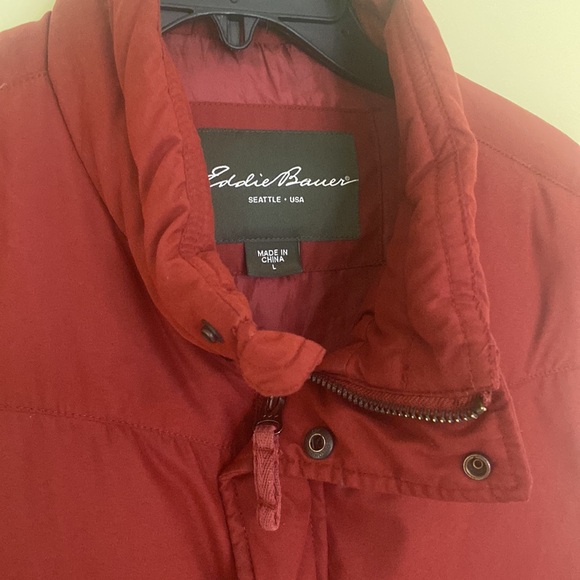 Brick Red Colored Retro Style Eddie Bauer Goose Down Vest - Size L - Picture 3 of 9